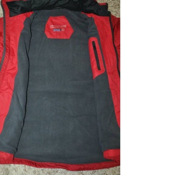 Mens Winter Jacket Hemisphere Red M Wind Water Resistant Down Alt Fill Hooded - Picture 9 of 11